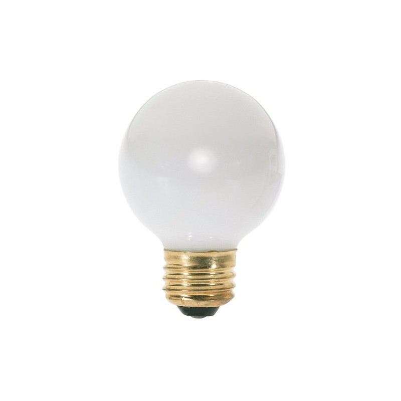 Satco S3841 120V Medium Base 25-Watt G16.5 Light Bulb, Gloss