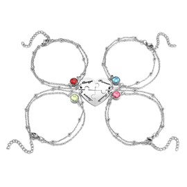 Zysta Friendship Bracelet for 3 Puzzle Heart Bracelet with Engraving "Best Friends Forever" Stainless Steel Rhinestone BFF Bracelet for Sister Gift, Stainless Steel