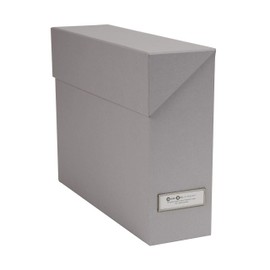 Bigso Lovisa Fiberboard Label Frame 12 File Storage Box, 9.4 x 3.7 x 13 in, Grey