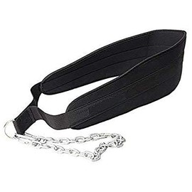 HCE Premium Weight Dipping Belt with 82-cm (32") Heavy Duty Steel D Rings Chain, Black Weight Dip Comfort Fit Neoprene Padded Support - Optimum Weightlifting & Bodybuilding Workouts