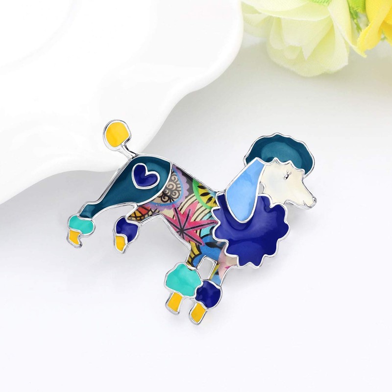 NEWEI broche de aleación esmaltada con forma de caniche para