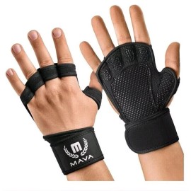 Mava Sports Cross Training Gloves Wrist Support WODs, Gym, Weight Lift Black