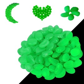 Pack of 300 Luminous Stones, Fluorescent Glow-in-the-Dark Stones, Fluorescent Stones, Glow in the Dark Stones for Aquarium, Garden, Children's Birthday Decoration, Green