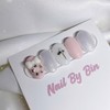 [Handmade Nail Tip] Strawberry Milky Nails - Mini Oval /