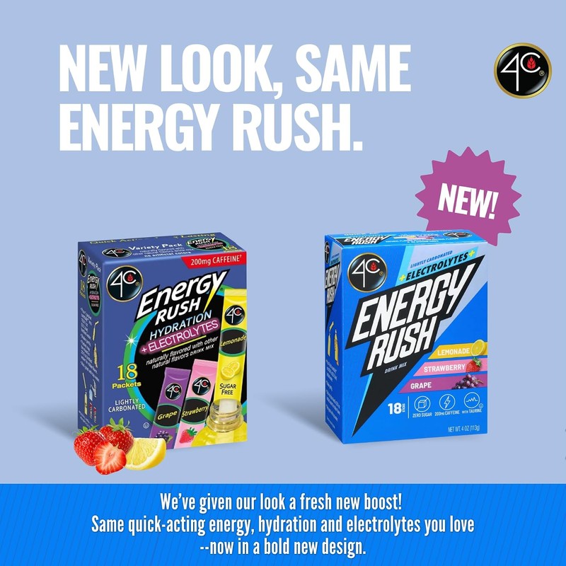 4C Paquete Surtido de 18 Palitos Energy Rush Psd con