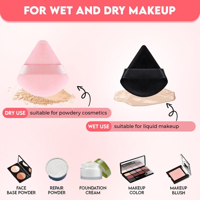 Velvet Duo Soft Reusable Triangle Makeup Powder Puffs 2pcs (Soft