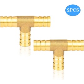 nutmanel T-Hose Connector 12 mm Brass Compressed Air Hose Connector 3-Way T-Piece for Compressed Air Hose Pack of 2