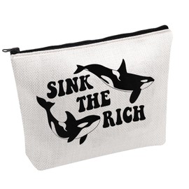 PWHAOO Sinking Orca Cosmetic Bag Sink The Rich Cosmetic Bag Killer Whale Makeup Bag Orca Whale Lover Gift, Sink The Rich B
