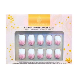 Lopotichat Ultra-Resistant Gel Press-On Nails Set - 30 Nails in 15 Sizes for Perfect & Natural Fit - Reusable Manicure for DIY Salon-Quality Nails at Home (Sparkling Bae)