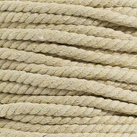 Cuerda de algodón trenzado súper suave de 3 hebras (25 pies, 1/4 pulgadas, camello)
