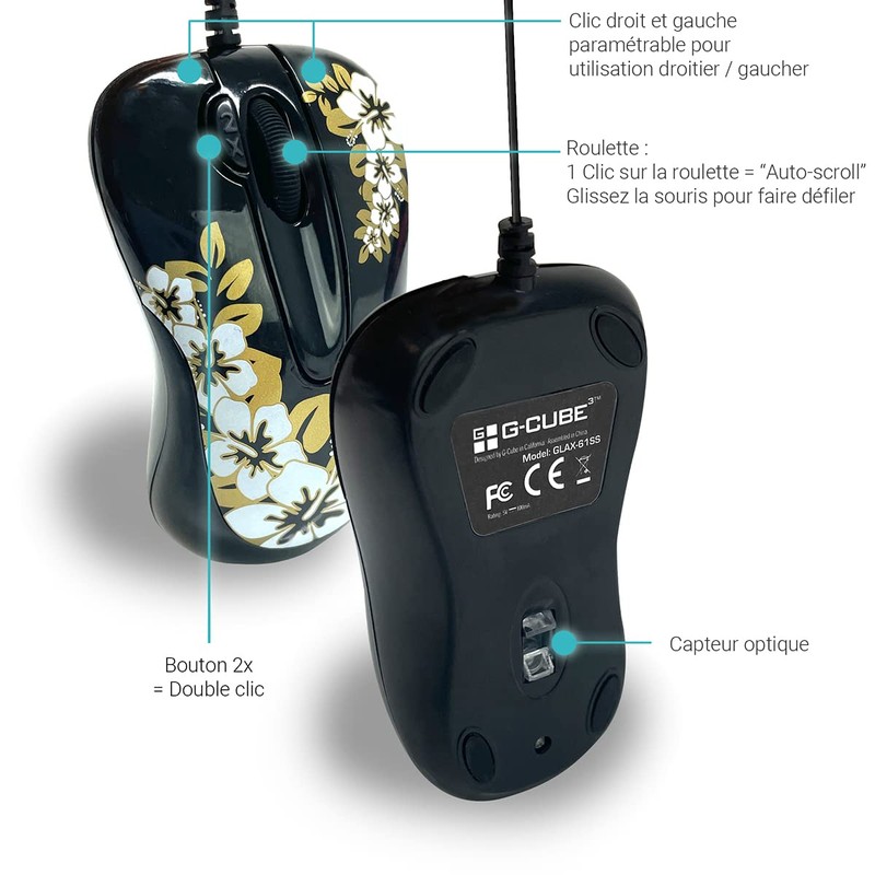 G-Cube GOA-6NG Mini Optical Mouse Black/Floral Theme