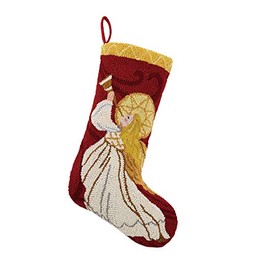 Peking Handicraft 31SERX379MC Heavenly Angel Holiday Hook Stocking, 20-inch Long, Wool and Cotton