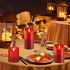 HEIOKEY 3 Pack Red Flickering Flameless Candle Set, Battery Operated