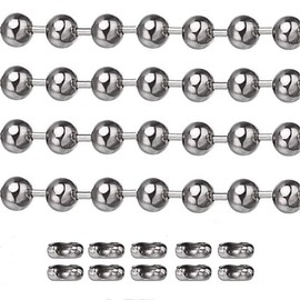 Nickel 60"Extra Long Rust Proof Ceiling Fan Pull Chain 3MM Beaded Ball Light Pulls Extension Ornament Chains with 20 Connectors