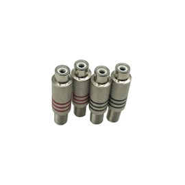 Dafensoy RCA Stereo Female Connector, Spring Coaxial Audio Solderless red and Black Circle Metal Nickel-Plated Connector Adapter (4-Pack)