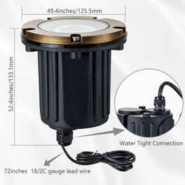 LumStory Brass Well Lights Landscape LED Low Voltage Landscape Lighting 12V Outdoor In Ground Lights for Pathway, Driveway, Deck and Garden, with MR16 GU5.3 Bulb 3000K Warm White (Flat Top)