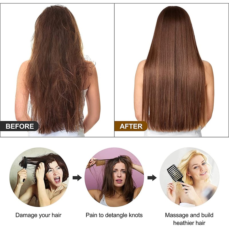 TAVVKE Wild boar bristle hair brush set, curved and ventilated