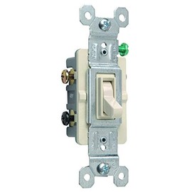 Legrand - Pass & Seymour 663LAGU Three Way Toggle Switch 15-Amp 120-volt Grounded Light, Almond