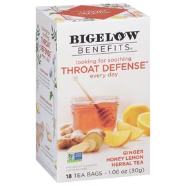 Bigelow Benefits Throat Defense (Ginger Honey Lemon Herbal), 18 Count (Pack of 6), 108 Total Tea Bags