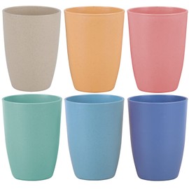 LuckyZone Wheat Straw Reusable Cup (12 oz) - Unbreakable Drinking Glasses Sets - Dishwasher Safe Tumbler - Lightweight, BPA Free and Eco friendly (6Pcs/6Color)