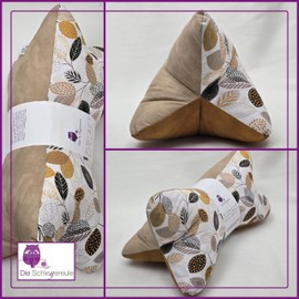 Leseknochen Nackenkissen Ausgefallen bequem und waschbar! Handgestopft und genäht in Deutschland - Nutzbar als Nackenrolle Kissen Nackenrolle (Blätter Ocker)
