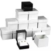 FindingKing 12 Earring Boxes Black Faux Leather Jewelry Display Box
