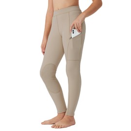 Willit - Pantalones de equitación para niñas, pantalones ecuestres, parches en la rodilla, mallas escolares, bolsillos con cierre