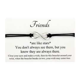 Friends Are Like Stars Gifts,Friendship Wish Bracelet,Best Friends Bestie Gifts,Christmas Birthday Gifts,Gifts for Friends(Dark Blue)