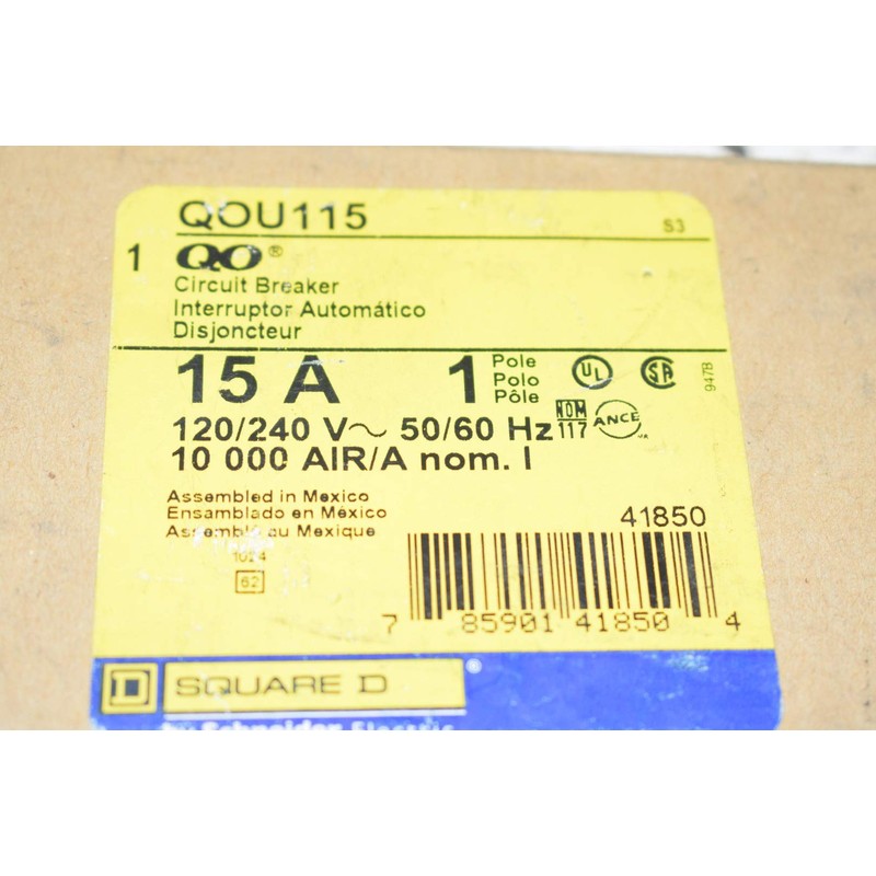 Square D QOU115; CB SP 120V 15A, Black