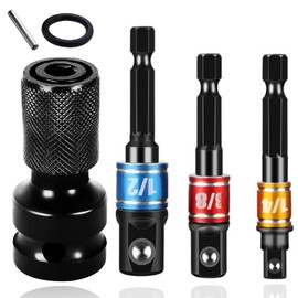 Tomato Palace Drill Bit Extension Set- Impact Socket Adapter Quick Release 1/2-Inch Square Drive to 1/4-Inch Hex Converter Chuck Adaptor+ Shank Set 1/4 inch 3/8 inch 1/2 inch AB-4