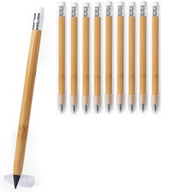 noTrash2003 Inkless Pencil Made of Bamboo with Graphite Tip and Eraser, Perpetual Pencil without Sharpening, Set of 10, Durable and Sustainable