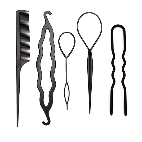 QOCUILC 4 Pieces Hair Braiding Tool Set with 5 Clips