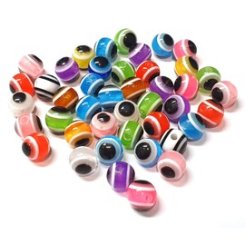 Nazar Boncuk Boncugu 6 mm Round Evil Eye Beads Set, Mixed Colours, Evil Eye Beads, Turkish Lucky Charm, Party Favours, Decoration Amulet, Pack of 100