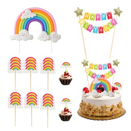 26 Stück Regenbogen Tortendeko Tortendeko Mädchen,Wiederverwendbar,Personalisierte Regenbogenmuster mit Flaggen und Steckplätzen,Jungen und Mädchen Hochzeiten,Geburtstag,Baby Party Zubehör