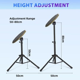 12 Inch Drum Practice Pad Set 50-80cm with Stand, Headband and Storage Bag (Black)