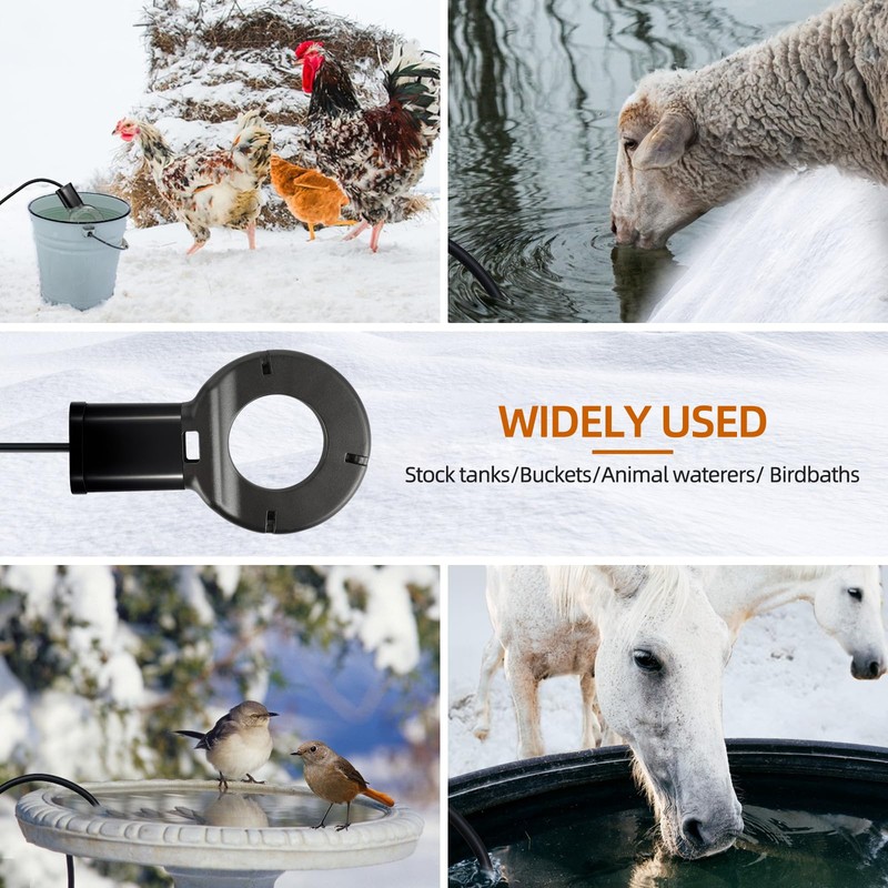 ABitmax 1000W Utility De-Icer, Chicken Water Heater, Submergible Cast Aluminum