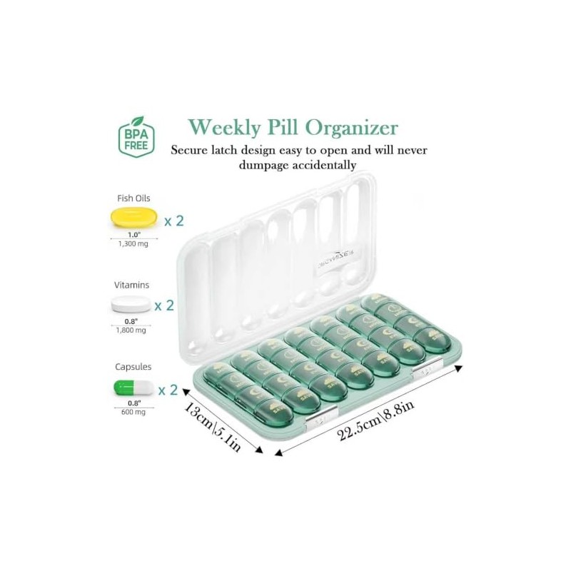 Weekly Pill Box 7 Day, Pill Organiser, Pill Box with