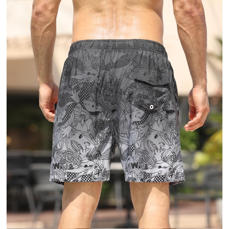 APTRO Men's Swimming Shorts with Zip Pockets 2 in 1