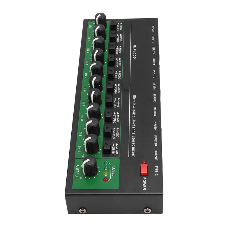10 Channel Sound Mixer Independent Volume Control Knob Professional Multichannel