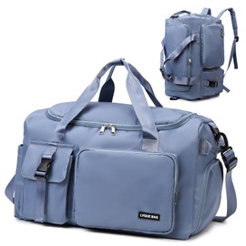 Eslcorri Gym Duffle Bag for Women, Travel Duffel Backpack with Shoe & Wet Compartment Carry on Overnight Luggage Bag (A, Blue)