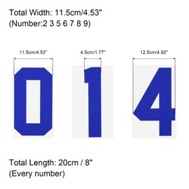 sourcing map Iron on Numbers 0 to 9 Heat Transfer 8" Blue Single Number for Team Uniform, Sports T-Shirt, Football, Basketball, Baseball Pack of 24