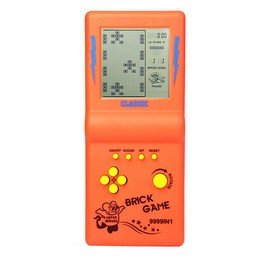 HLF 3.5-inch Large Screen Retro Brick Game Console for the 80s/90s Building Block Game Racing/Tank Game Built-in 23 Classic Games Nostalgic Puzzle Children's game console (Orange)