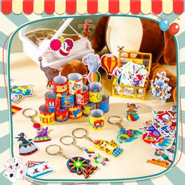 Rotatingpals 98 Pcs Circus Party Favors Include Circus Slap Bracelets Cute Circus Stickers Clown Animal Keychains Carnival Party Favors for Circus Carnival Birthday Party Supplies Classroom Rewards
