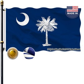VOLTA Embroidered Double Sided South Carolina State Flag 3x5 Feet, Outdoor Heavy Duty 3-Ply Durable Polyester South Carolina State Flag with Canvas Header/Brass Grommets for Indoor and Outdoor Decoration