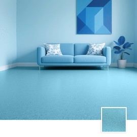 Epoxy Colored Sand Floor Paint, Epoxy Floor Paint High Gloss Marble Effect Coating for Indoor and Outdoor, Wear-resistant and non-slip Self-leveling Coating Blue 35OZ(1KG)