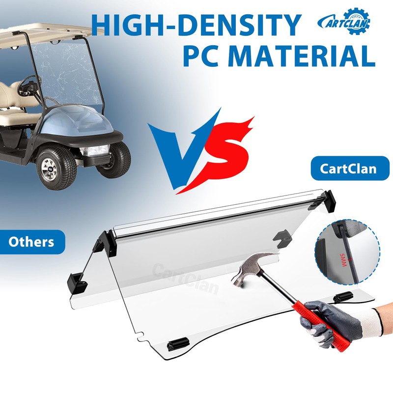 Golf Cart Windshield, Golf Cart Foldable Windshield Suitable for 2004-Up
