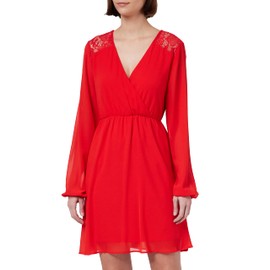 Vila Women's Viura L/S Lace Detail Dress/Ka Dresses, Mars Red