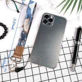 Wristlet Keychain for Women and Men，Key Chain Holder，Wrist Lanyard for Keys.（Black Gold Marble）