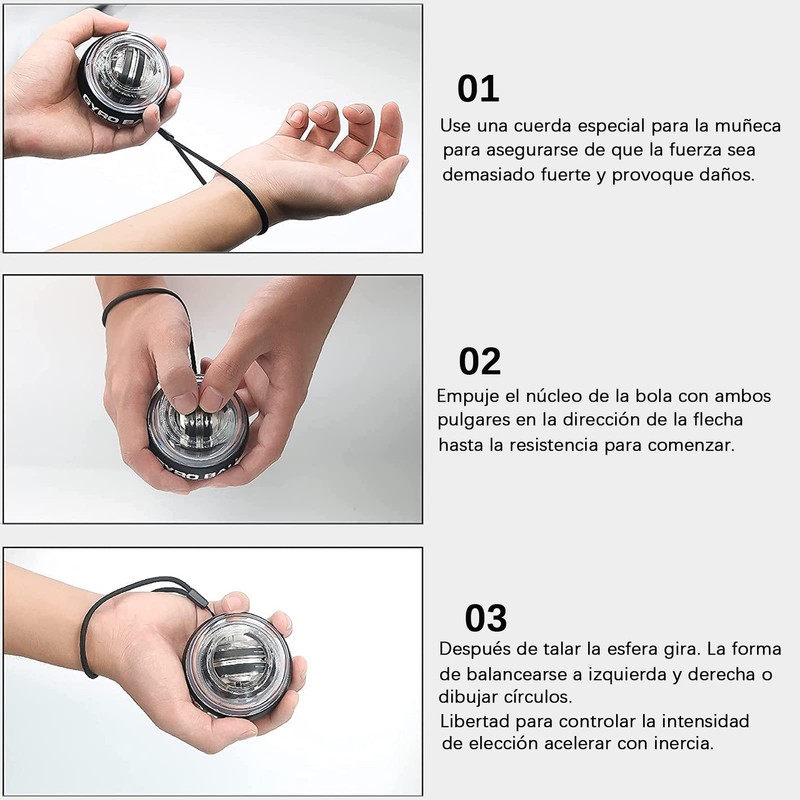 TOPTHEROAD Pelota de Giroscopio para Ejercicios, Entrenador de Muñeca con
