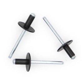 Alloypro 60pcs Black Large Flange Blind Rivets, Aluminum,Flange Diameter 5/8" (16 mm),Pop Rivets Assortment Kit Blind Rivet,3/16" x 3/8",Grip Range(3-6mm)